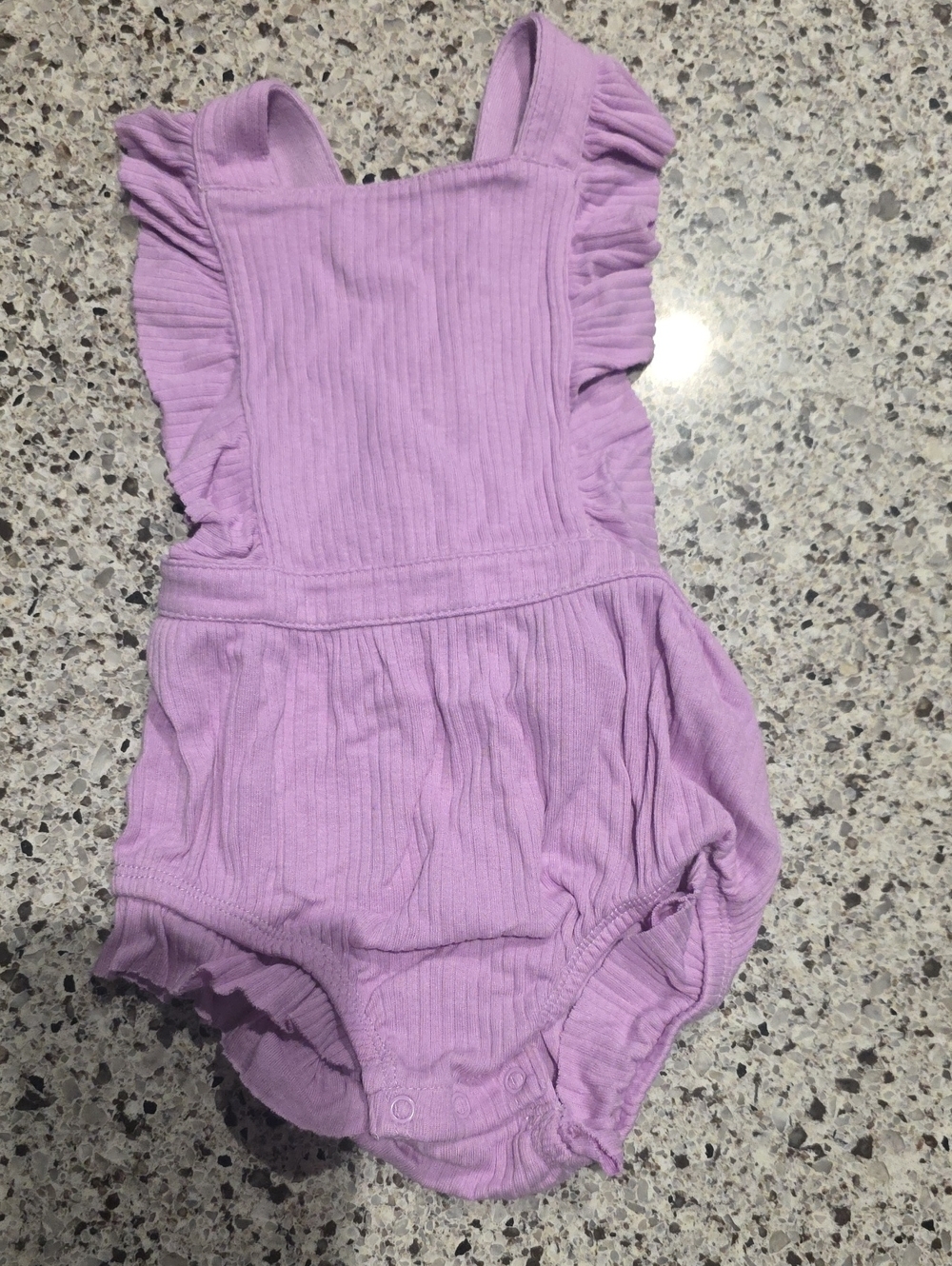 Cat & Jack Lilac Ribbed Ruffle Baby Romper